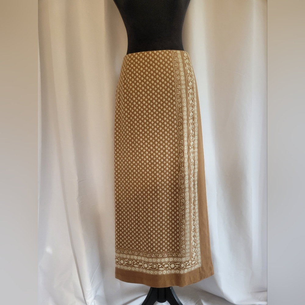🌻Coldwater Creek Brown Patterned A-Line Skirt